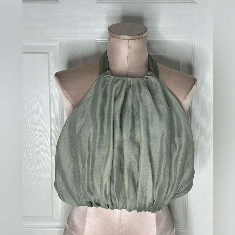 Mable Green Halter Tie Top Sz M - Picture 3 of 10